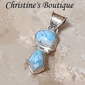 Larimar gemstone pendant set in 925 sterling silver